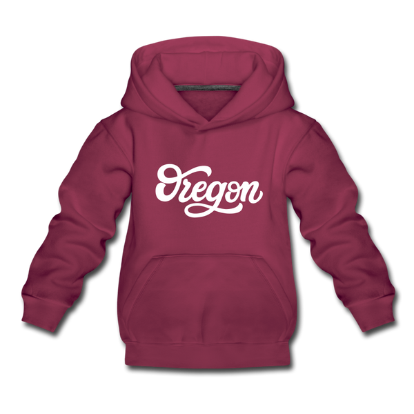 Oregon Youth Hoodie - Hand Lettered Youth Oregon Hooded Sweatshirt - burgundy