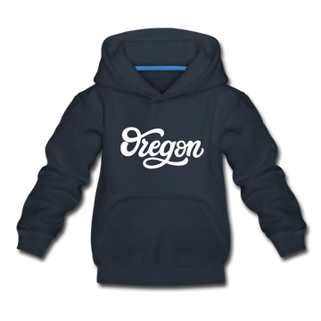 Oregon Youth Hoodie - Hand Lettered Youth Oregon Hooded Sweatshirt - navy
