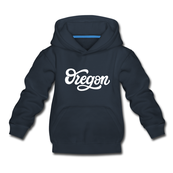 Oregon Youth Hoodie - Hand Lettered Youth Oregon Hooded Sweatshirt - navy
