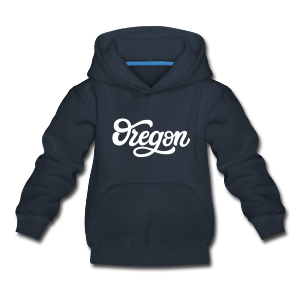 Oregon Youth Hoodie - Hand Lettered Youth Oregon Hooded Sweatshirt - navy