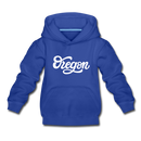 Oregon Youth Hoodie - Hand Lettered Youth Oregon Hooded Sweatshirt - royal blue