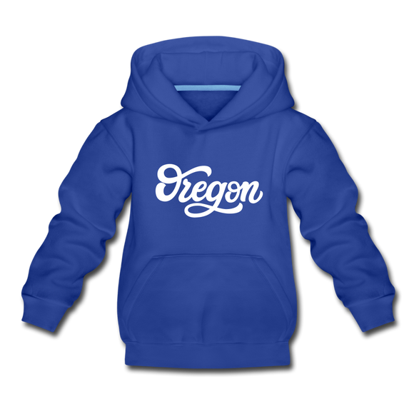 Oregon Youth Hoodie - Hand Lettered Youth Oregon Hooded Sweatshirt - royal blue