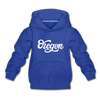 Oregon Youth Hoodie - Hand Lettered Youth Oregon Hooded Sweatshirt - royal blue