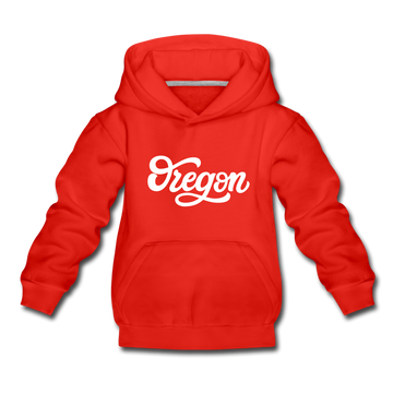 Oregon Youth Hoodie - Hand Lettered Youth Oregon Hooded Sweatshirt - red