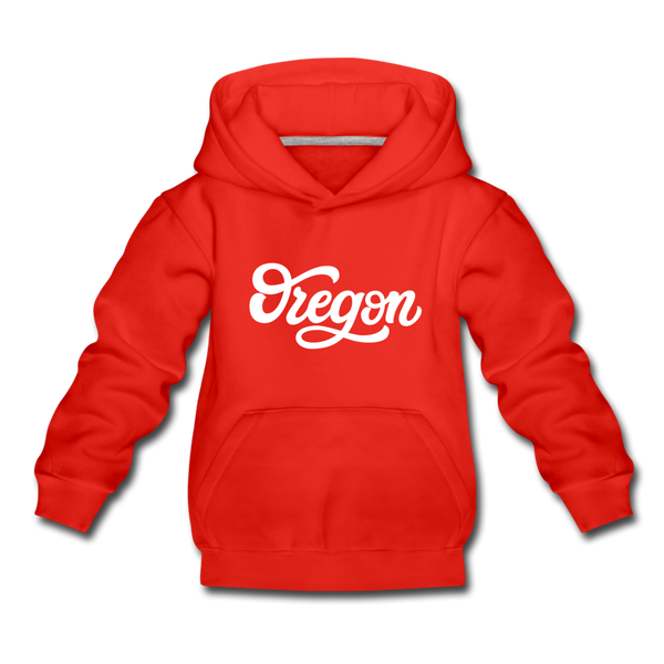 Oregon Youth Hoodie - Hand Lettered Youth Oregon Hooded Sweatshirt - red