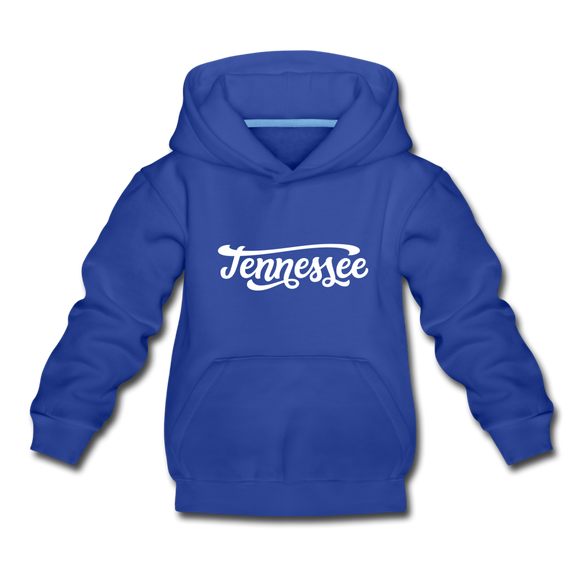 Tennessee Youth Hoodie - Hand Lettered Youth Tennessee Hooded Sweatshirt - royal blue