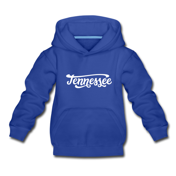 Tennessee Youth Hoodie - Hand Lettered Youth Tennessee Hooded Sweatshirt - royal blue