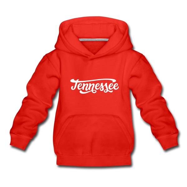 Tennessee Youth Hoodie - Hand Lettered Youth Tennessee Hooded Sweatshirt - red