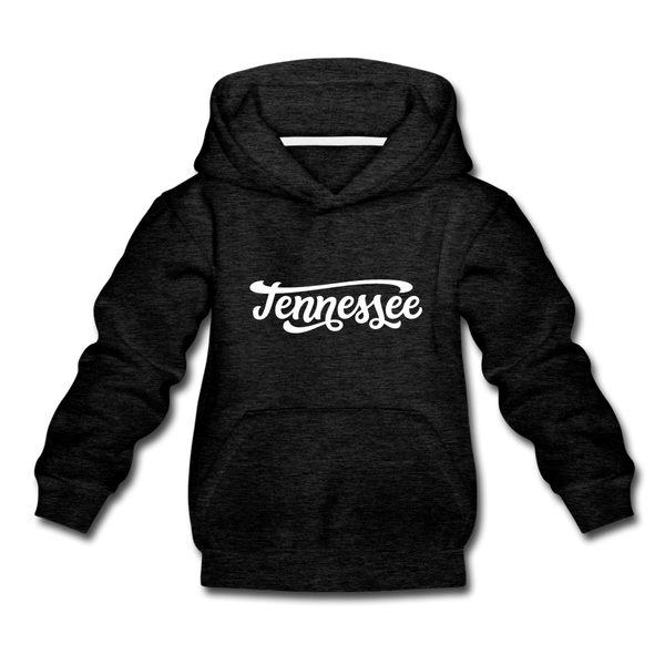 Tennessee Youth Hoodie - Hand Lettered Youth Tennessee Hooded Sweatshirt - charcoal gray