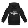 West Virginia Youth Hoodie - Hand Lettered Youth West Virginia Hooded Sweatshirt - black