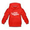 West Virginia Youth Hoodie - Hand Lettered Youth West Virginia Hooded Sweatshirt - red