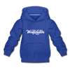 Washington Youth Hoodie - Hand Lettered Youth Washington Hooded Sweatshirt - royal blue