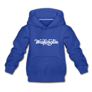 Washington Youth Hoodie - Hand Lettered Youth Washington Hooded Sweatshirt - royal blue