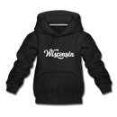 Wisconsin Youth Hoodie - Hand Lettered Youth Wisconsin Hooded Sweatshirt - black