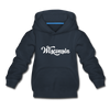 Wisconsin Youth Hoodie - Hand Lettered Youth Wisconsin Hooded Sweatshirt - navy