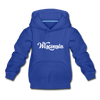 Wisconsin Youth Hoodie - Hand Lettered Youth Wisconsin Hooded Sweatshirt - royal blue