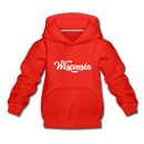 Wisconsin Youth Hoodie - Hand Lettered Youth Wisconsin Hooded Sweatshirt - red