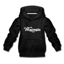 Wisconsin Youth Hoodie - Hand Lettered Youth Wisconsin Hooded Sweatshirt - charcoal gray