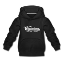 Wyoming Youth Hoodie - Hand Lettered Youth Wyoming Hooded Sweatshirt - black