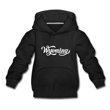 Wyoming Youth Hoodie - Hand Lettered Youth Wyoming Hooded Sweatshirt - black