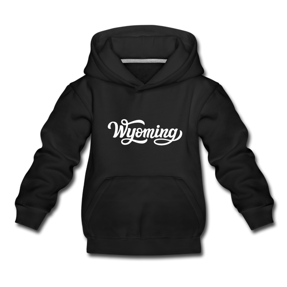 Wyoming Youth Hoodie - Hand Lettered Youth Wyoming Hooded Sweatshirt - black