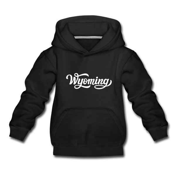 Wyoming Youth Hoodie - Hand Lettered Youth Wyoming Hooded Sweatshirt - black