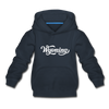 Wyoming Youth Hoodie - Hand Lettered Youth Wyoming Hooded Sweatshirt - navy