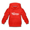 Wyoming Youth Hoodie - Hand Lettered Youth Wyoming Hooded Sweatshirt - red