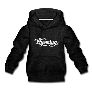 Wyoming Youth Hoodie - Hand Lettered Youth Wyoming Hooded Sweatshirt - charcoal gray