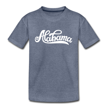 Alabama Toddler T-Shirt - Hand Lettered Alabama Toddler Tee - heather blue