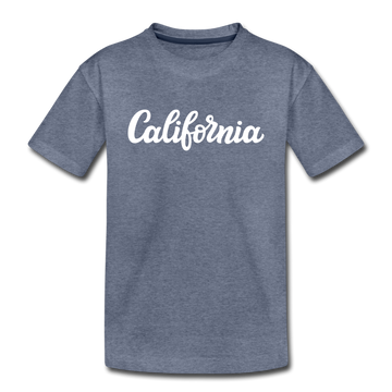 California Toddler T-Shirt - Hand Lettered California Toddler Tee - heather blue
