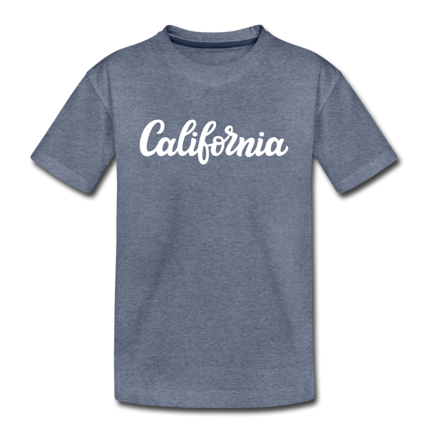 California Toddler T-Shirt - Hand Lettered California Toddler Tee - heather blue