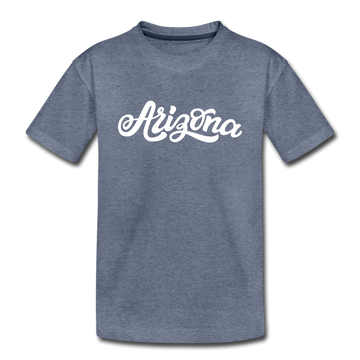 Arizona Toddler T-Shirt - Hand Lettered Arizona Toddler Tee - heather blue
