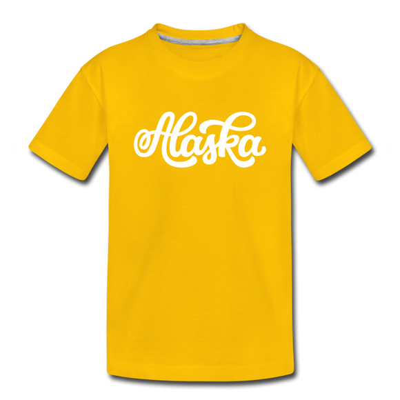 Alaska Toddler T-Shirt - Hand Lettered Alaska Toddler Tee - sun yellow