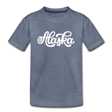 Alaska Toddler T-Shirt - Hand Lettered Alaska Toddler Tee - heather blue