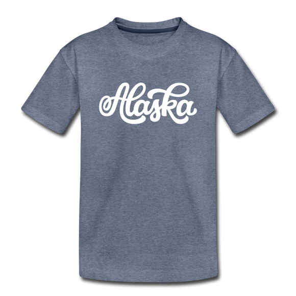 Alaska Toddler T-Shirt - Hand Lettered Alaska Toddler Tee - heather blue