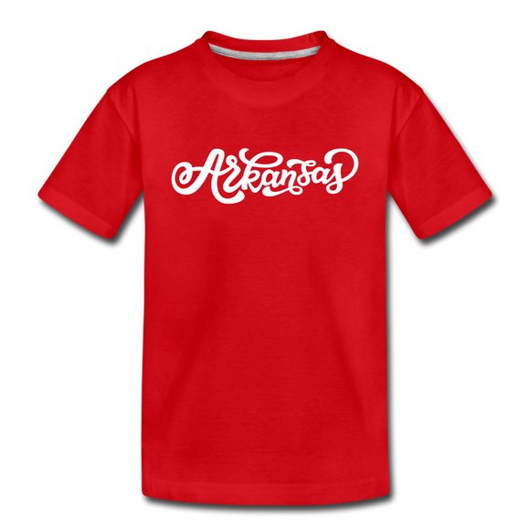 Arkansas Toddler T-Shirt - Hand Lettered Arkansas Toddler Tee - red