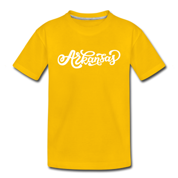 Arkansas Toddler T-Shirt - Hand Lettered Arkansas Toddler Tee - sun yellow