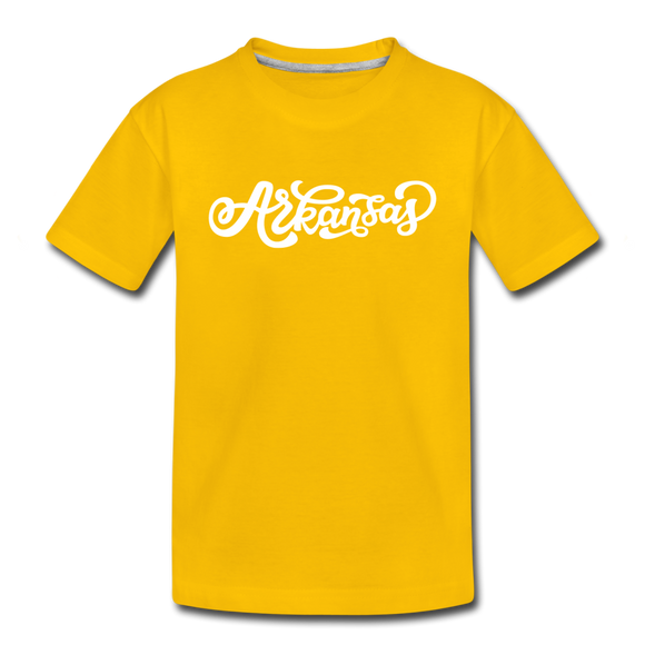 Arkansas Toddler T-Shirt - Hand Lettered Arkansas Toddler Tee - sun yellow