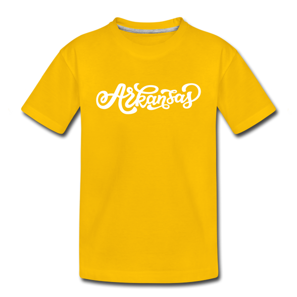 Arkansas Toddler T-Shirt - Hand Lettered Arkansas Toddler Tee - sun yellow