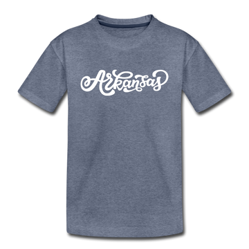 Arkansas Toddler T-Shirt - Hand Lettered Arkansas Toddler Tee - heather blue