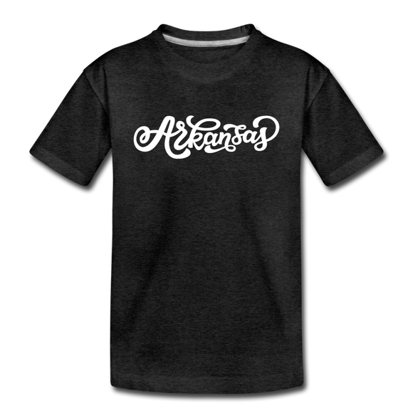 Arkansas Toddler T-Shirt - Hand Lettered Arkansas Toddler Tee - charcoal gray