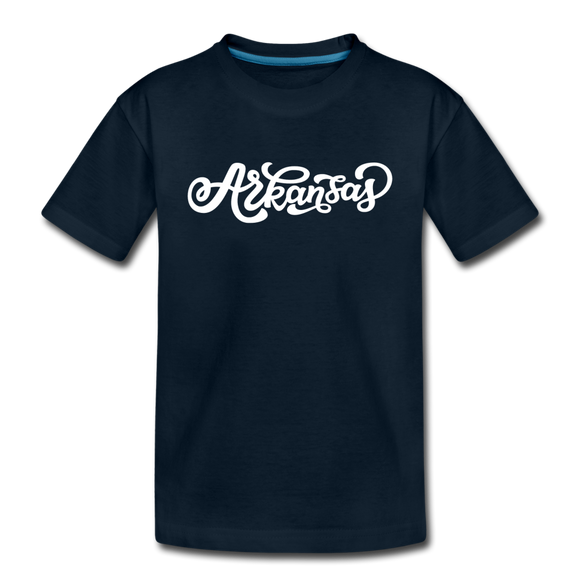 Arkansas Toddler T-Shirt - Hand Lettered Arkansas Toddler Tee - deep navy