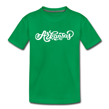 Arkansas Toddler T-Shirt - Hand Lettered Arkansas Toddler Tee - kelly green