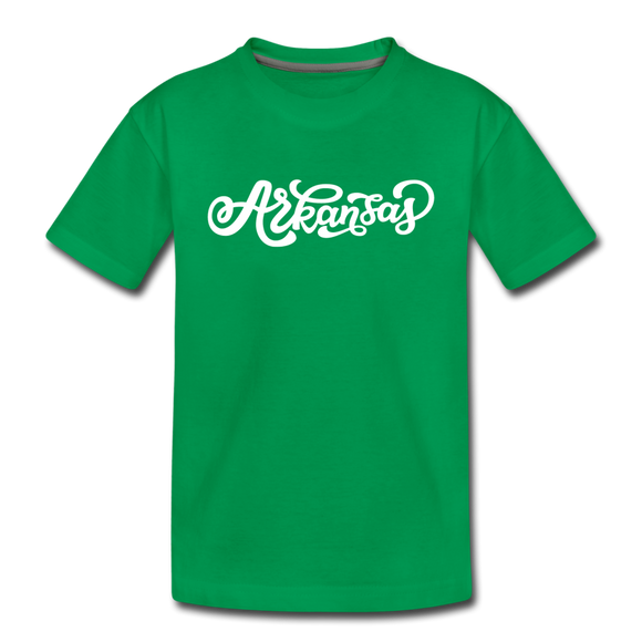 Arkansas Toddler T-Shirt - Hand Lettered Arkansas Toddler Tee - kelly green