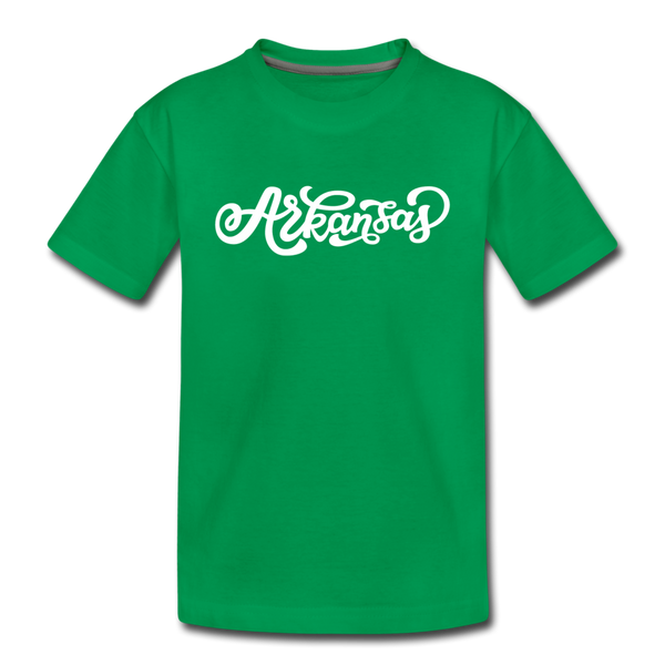 Arkansas Toddler T-Shirt - Hand Lettered Arkansas Toddler Tee - kelly green