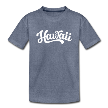 Hawaii Toddler T-Shirt - Hand Lettered Hawaii Toddler Tee - heather blue