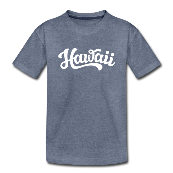 Hawaii Toddler T-Shirt - Hand Lettered Hawaii Toddler Tee - heather blue