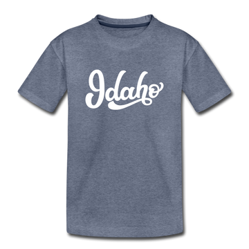 Idaho Toddler T-Shirt - Hand Lettered Idaho Toddler Tee - heather blue