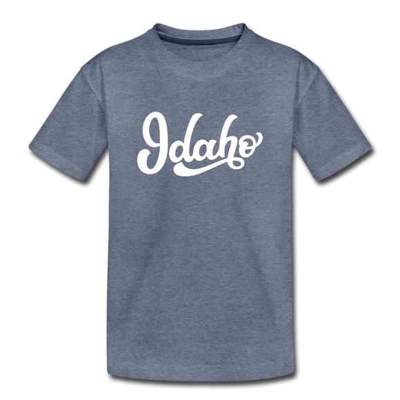 Idaho Toddler T-Shirt - Hand Lettered Idaho Toddler Tee - heather blue